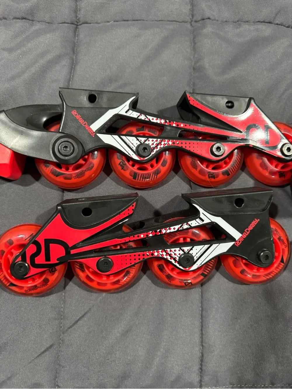 Adjustable Kids Roller Skates in Red and Black — Convertible Inline & Quad Set
